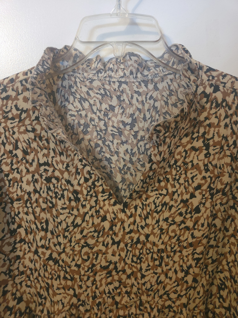 SHEIN Tan and Black Animal-Print V-Neck Dress - Picture 3 of 8